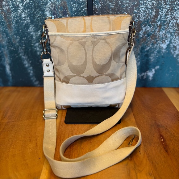 Coach Vintage Y2K Signature Stripe Swingpack Crossbody Bag w/Leather Trim - Picture 12 of 16